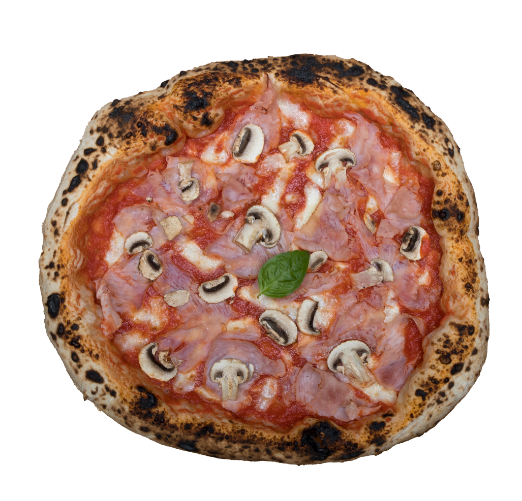 Pizza MADONE
Sauce tomate, basilic frais, Mozzarella, jambon blanc, champignons frais